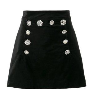 Veronica Beard Ording Crystal Button Velvet Miniskirt NWT Size 8